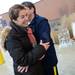 Beth Ryan reacts after a surprise Valentine's Day ice carving proposal from her boyfriend William Collins on Thursday, Feb. 14.  Melanie Maxwell I AnnArbor.com